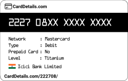 Card Details: 222708