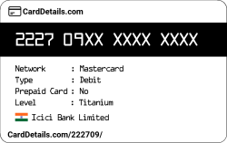 Card Details: 222709
