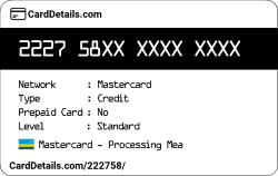 Card Details: 222758