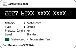 Card Details: 222762