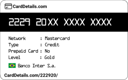 Card Details: 222920
