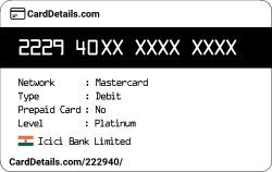 Card Details: 222940