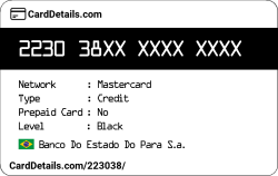 Card Details: 223038