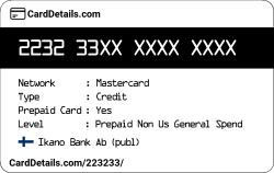 Card Details: 223233