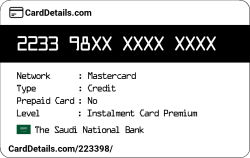 Card Details: 223398