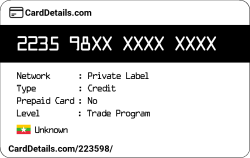 Card Details: 223598