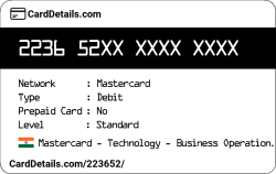 Card Details: 223652