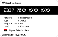 Card Details: 230778
