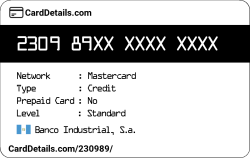 Card Details: 230989