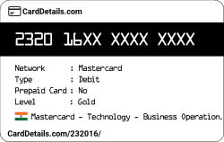 Card Details: 232016