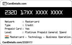 Card Details: 232017