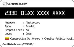 Card Details: 233001