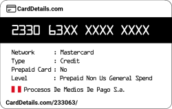 Card Details: 233063