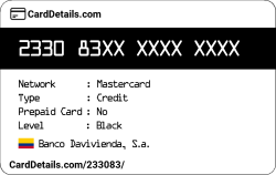 Card Details: 233083