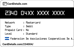 Card Details: 234004