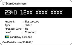 Card Details: 234012