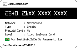 Card Details: 234021