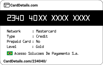 Card Details: 234040