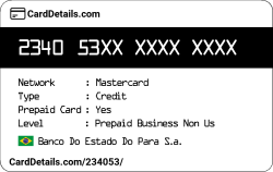 Card Details: 234053