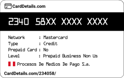 Card Details: 234058