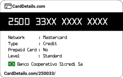 Card Details: 250033