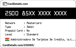 Card Details: 250085