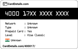 Card Details: 400017