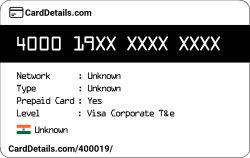 Card Details: 400019