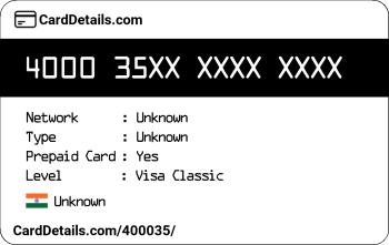 Card Details: 400035