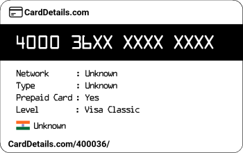 Card Details: 400036