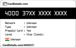 Card Details: 400037