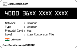 Card Details: 400038