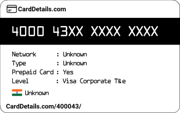 Card Details: 400043