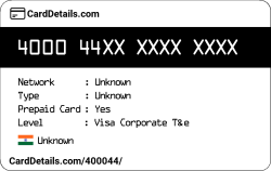 Card Details: 400044
