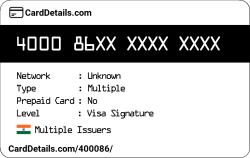 Card Details: 400086
