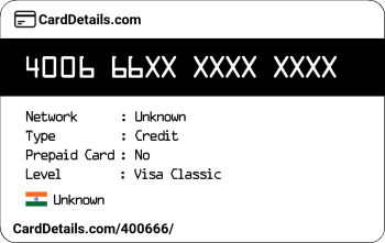 Card Details: 400666