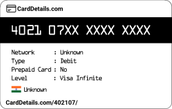 Card Details: 402107