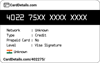 Card Details: 402275