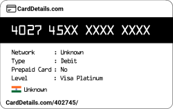 Card Details: 402745