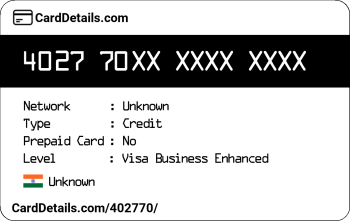 Card Details: 402770