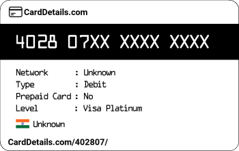 Card Details: 402807