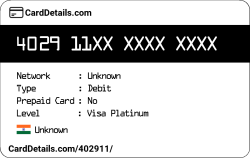 Card Details: 402911