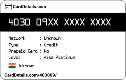 Card Details: 403009