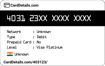 Card Details: 403123