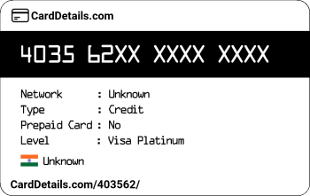 Card Details: 403562