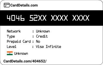 Card Details: 404652