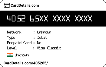 Card Details: 405265