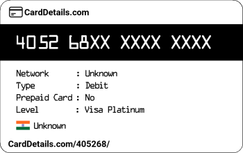 Card Details: 405268