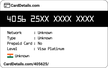 Card Details: 405625