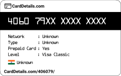 Card Details: 406079